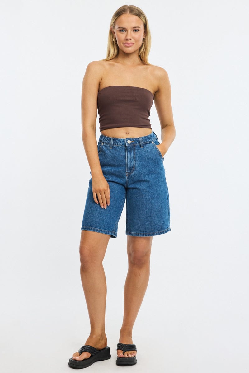 Denim Bermuda Shorts Mid Rise