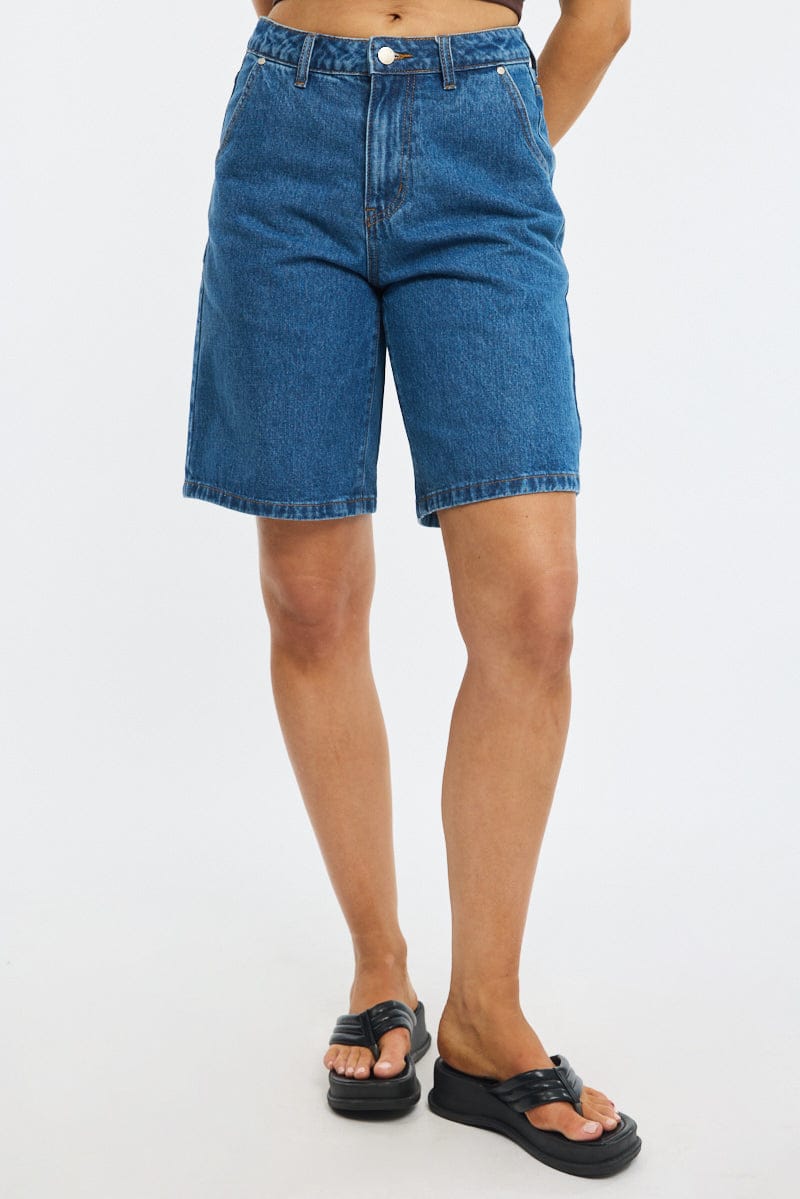 Denim Bermuda Shorts Mid Rise