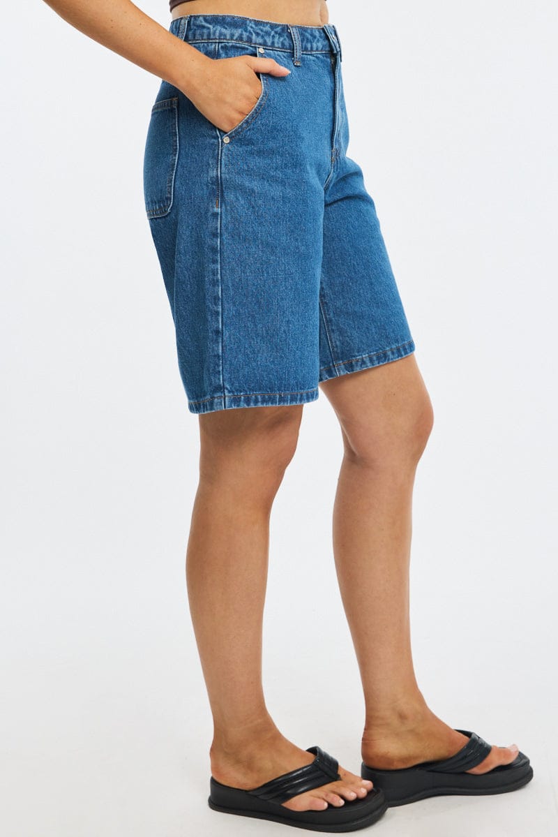 Denim Bermuda Shorts Mid Rise