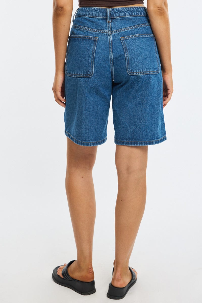 Denim Bermuda Shorts Mid Rise