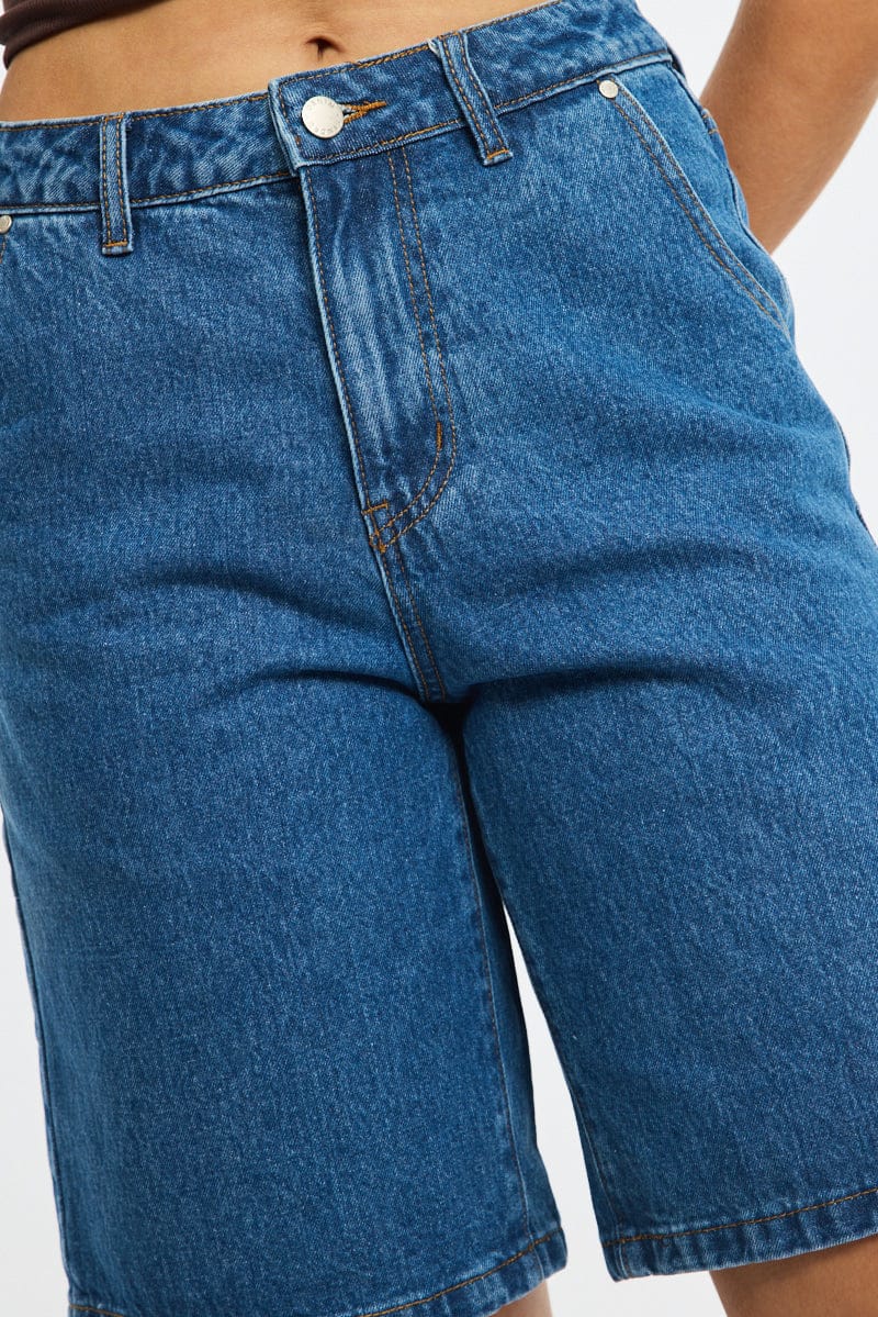 Denim Bermuda Shorts Mid Rise