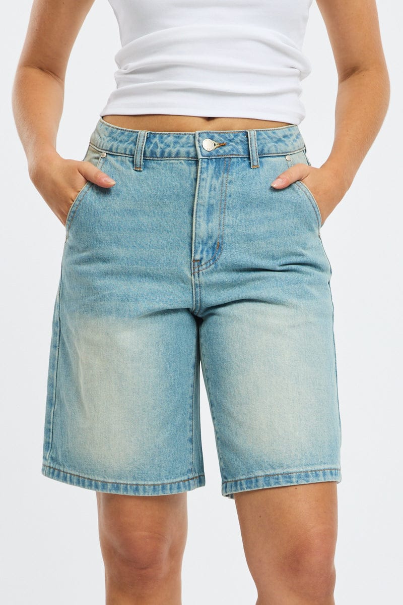 Denim Bermuda Shorts Mid Rise
