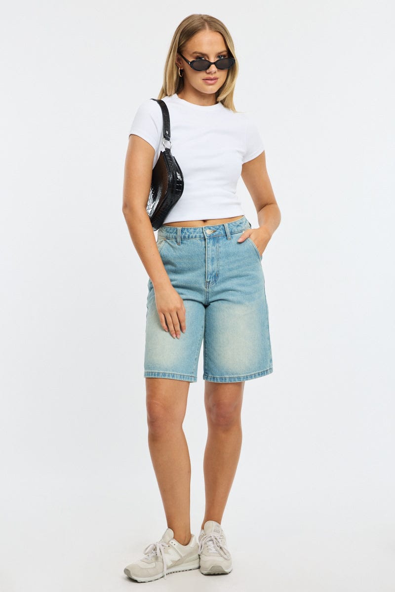 Denim Bermuda Shorts Mid Rise