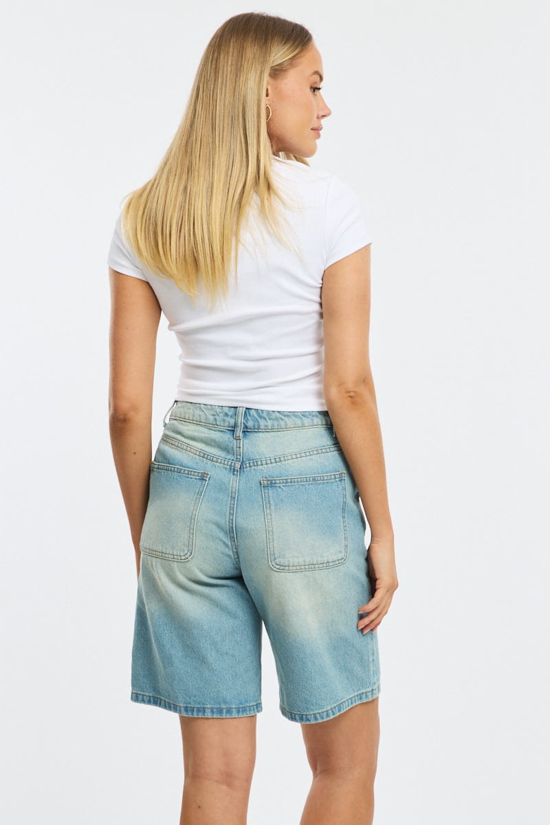 Denim Bermuda Shorts Mid Rise