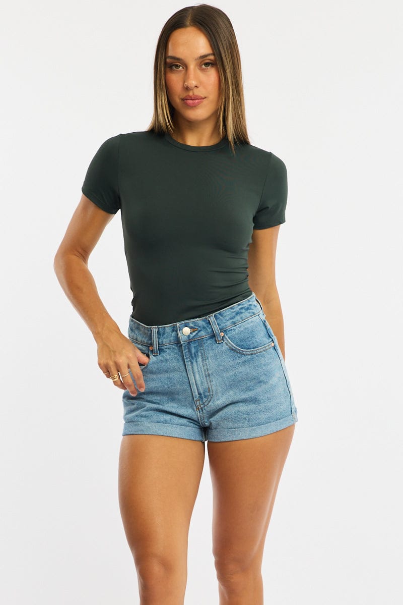 Denim Relaxed Shorts Mid Rise