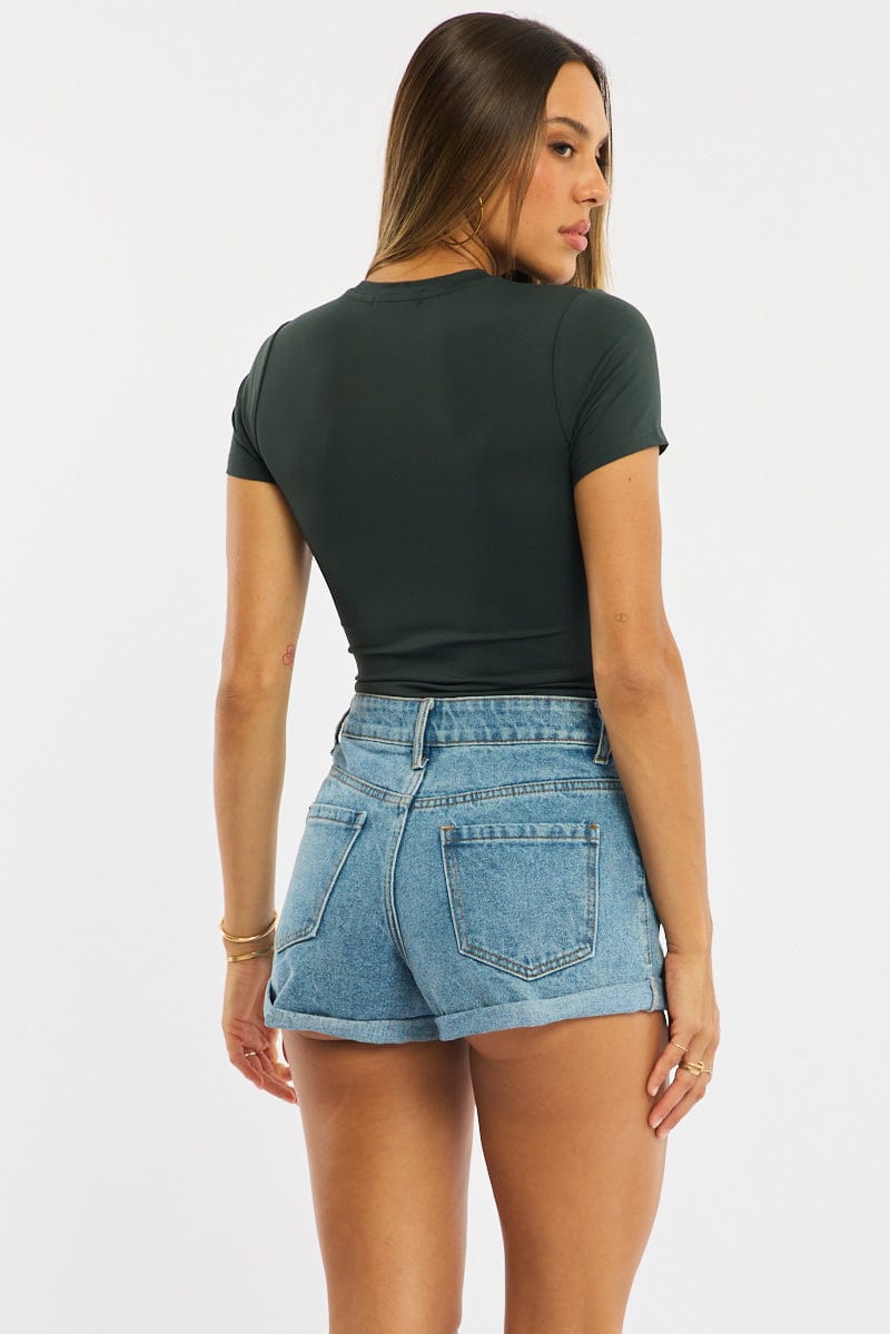 Denim Relaxed Shorts Mid Rise