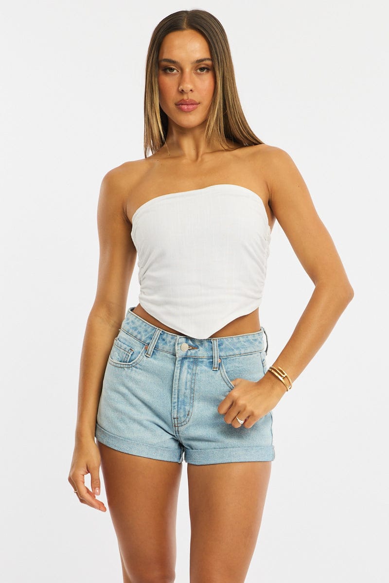 Denim Relaxed Shorts Mid Rise