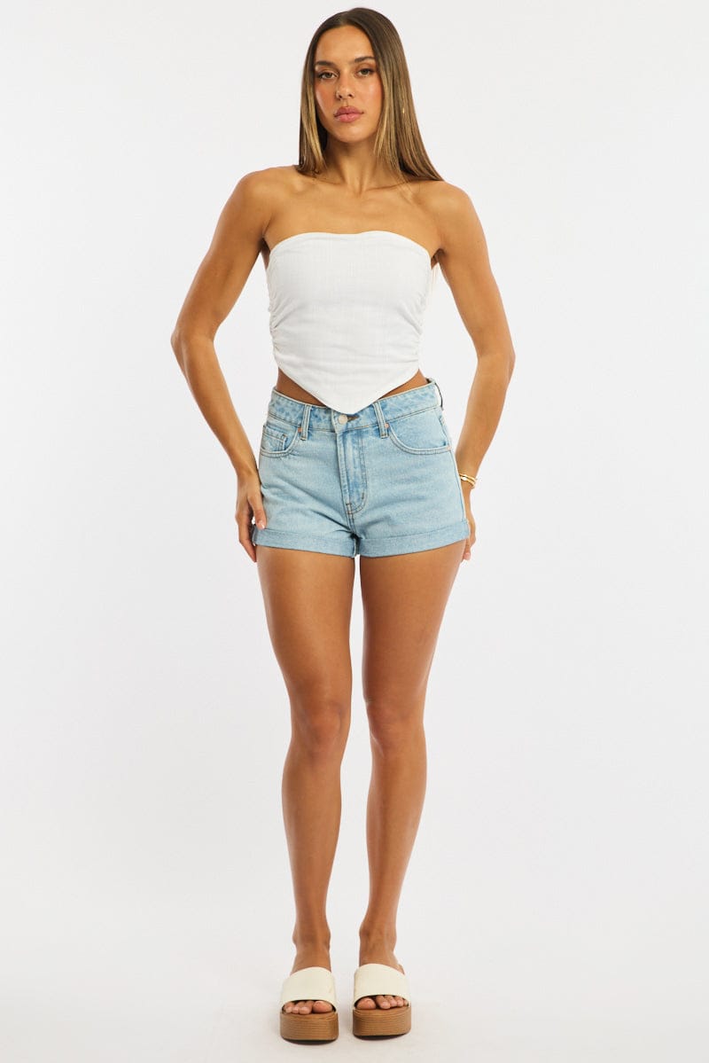 Denim Relaxed Shorts Mid Rise