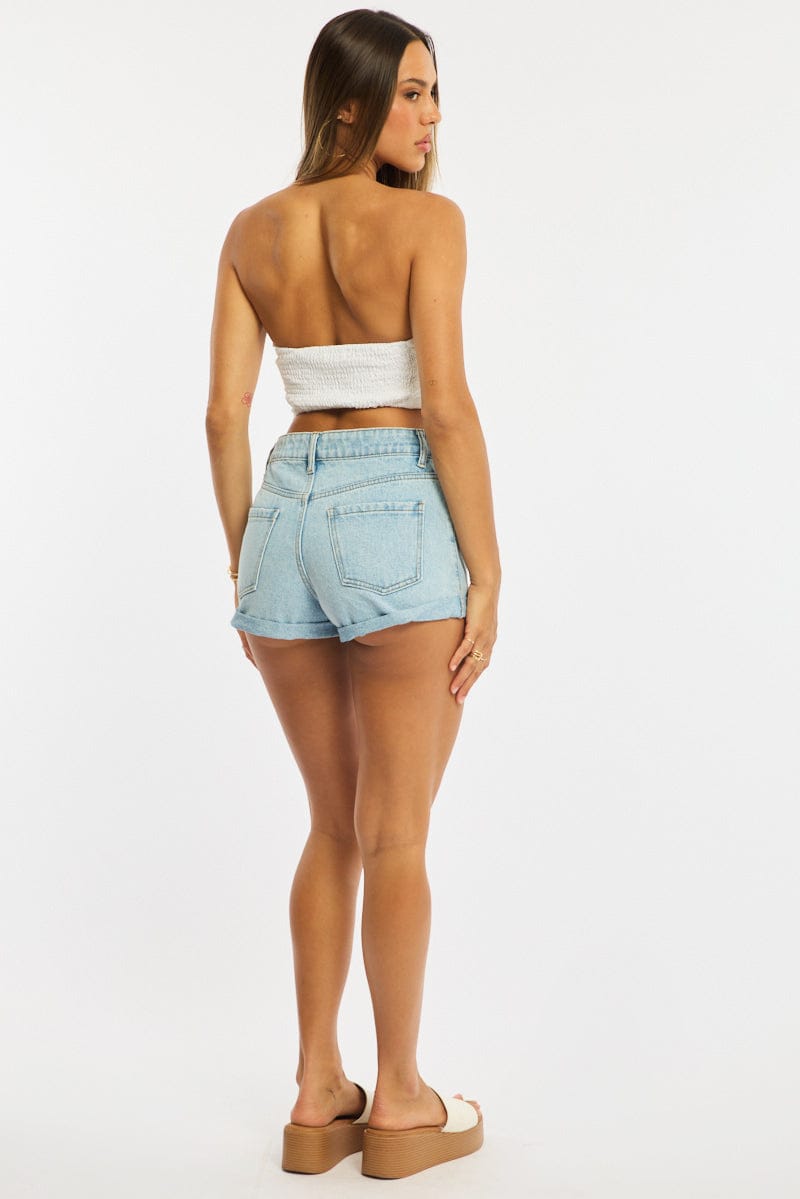 Denim Relaxed Shorts Mid Rise