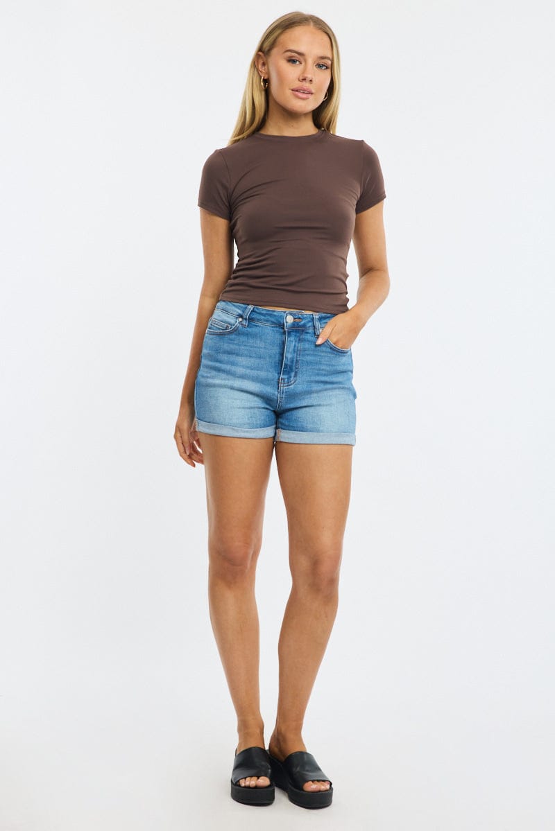 Denim Skinny Shorts Low Rise