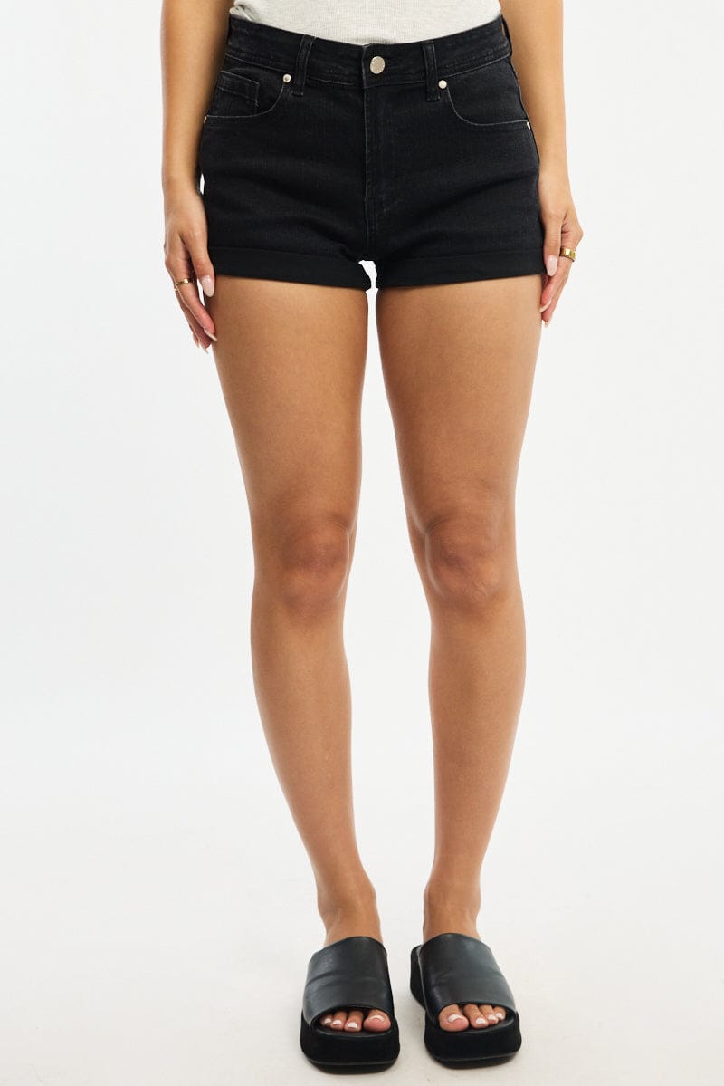 Denim Skinny Shorts Low Rise