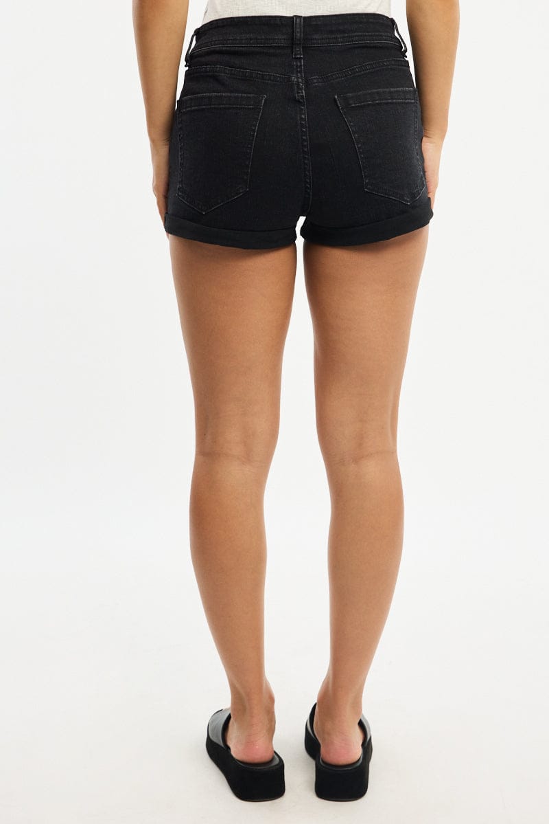 Denim Skinny Shorts Low Rise