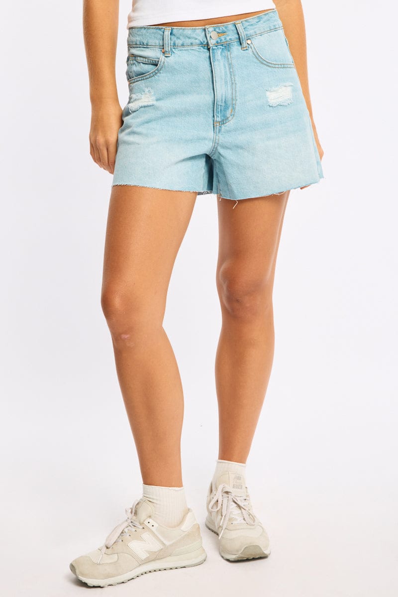 Denim Relaxed Shorts Mid Rise