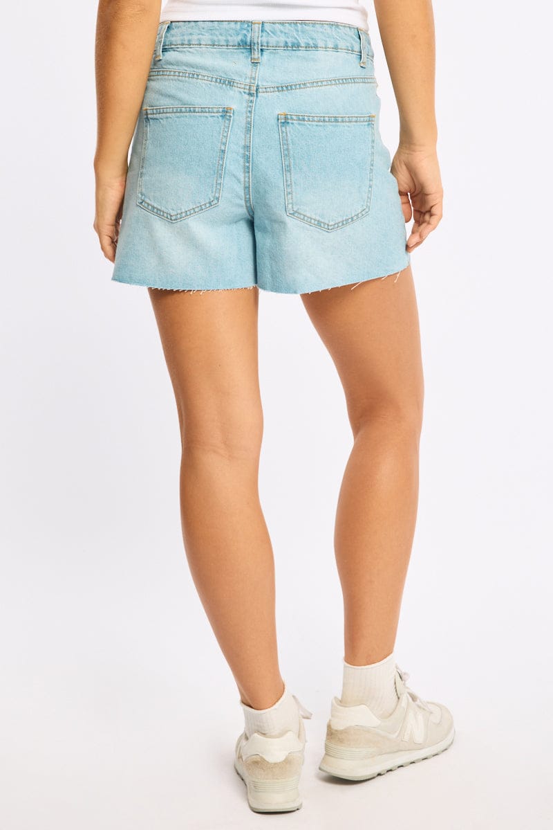 Denim Relaxed Shorts Mid Rise