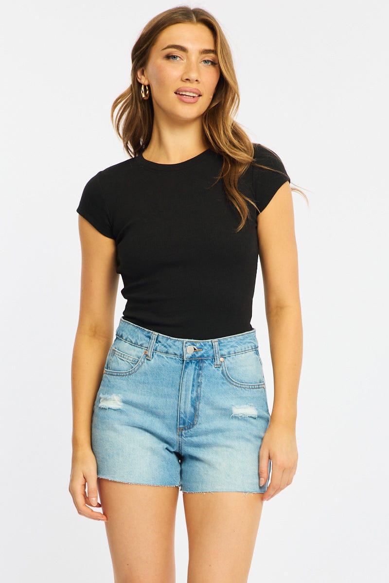 Denim Relaxed Shorts Mid Rise