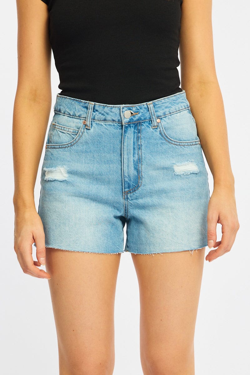 Denim Relaxed Shorts Mid Rise