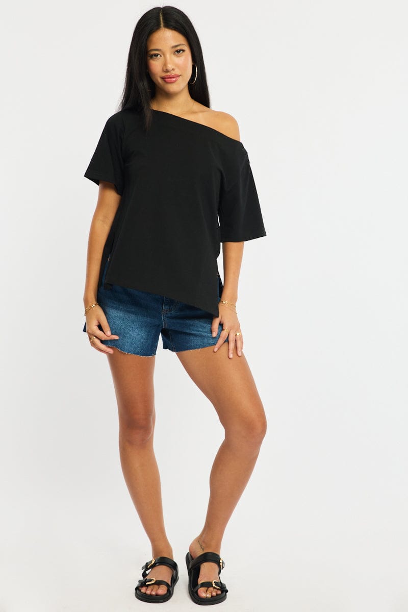 Denim Relaxed Shorts Mid Rise
