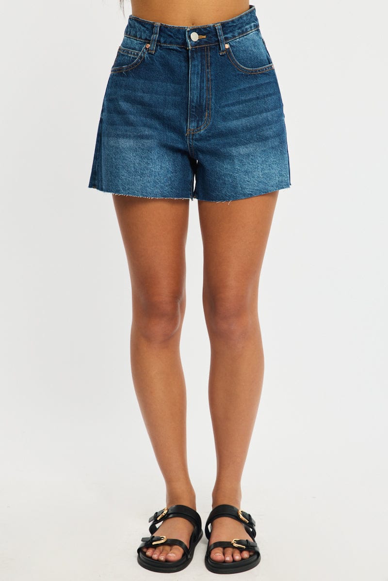 Denim Relaxed Shorts Mid Rise