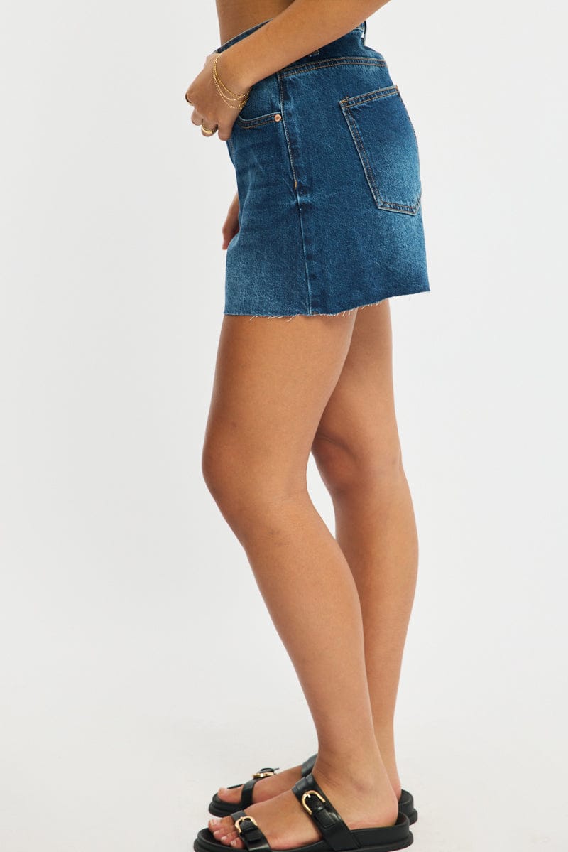 Denim Relaxed Shorts Mid Rise