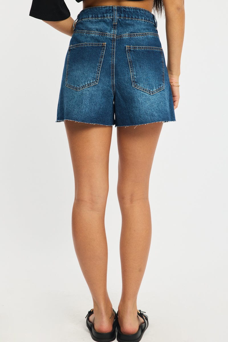 Denim Relaxed Shorts Mid Rise
