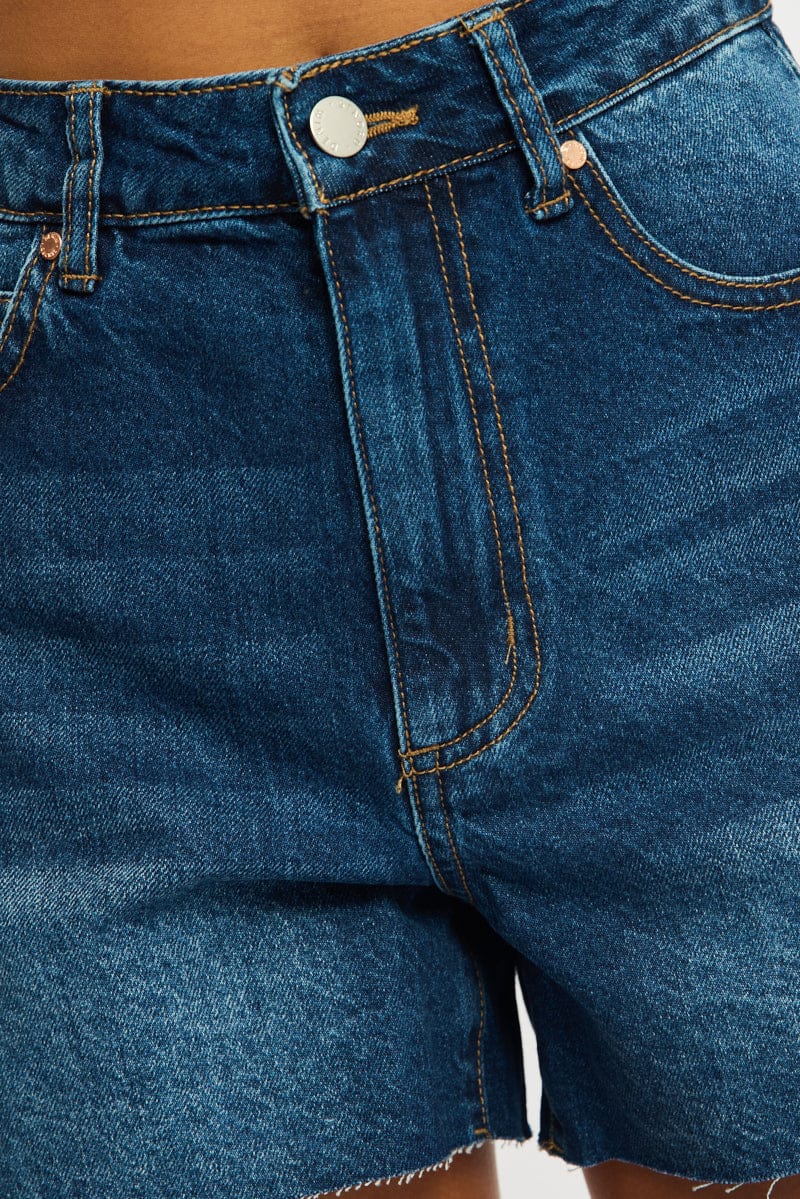 Denim Relaxed Shorts Mid Rise
