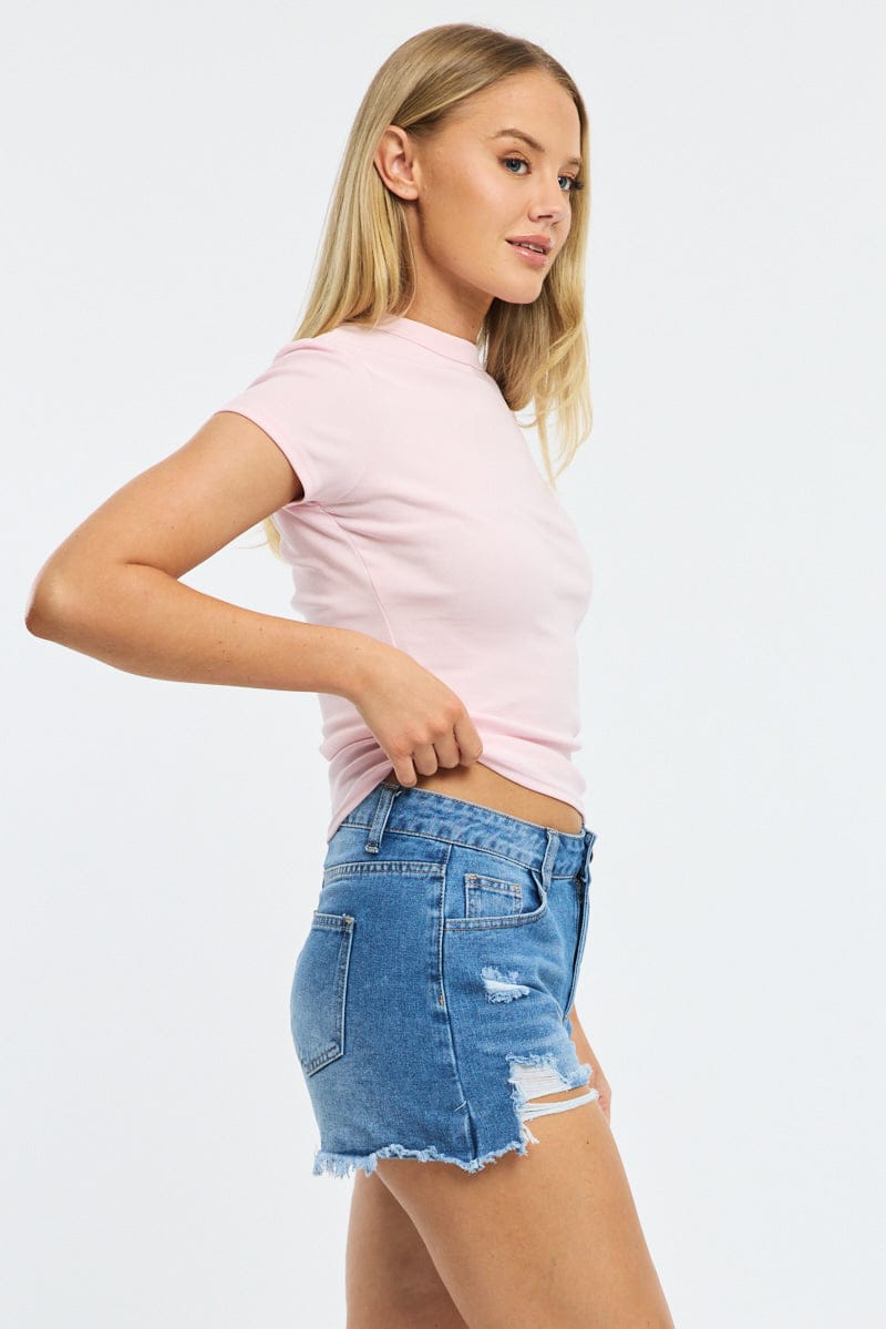 Denim Relaxed Shorts Mid Rise