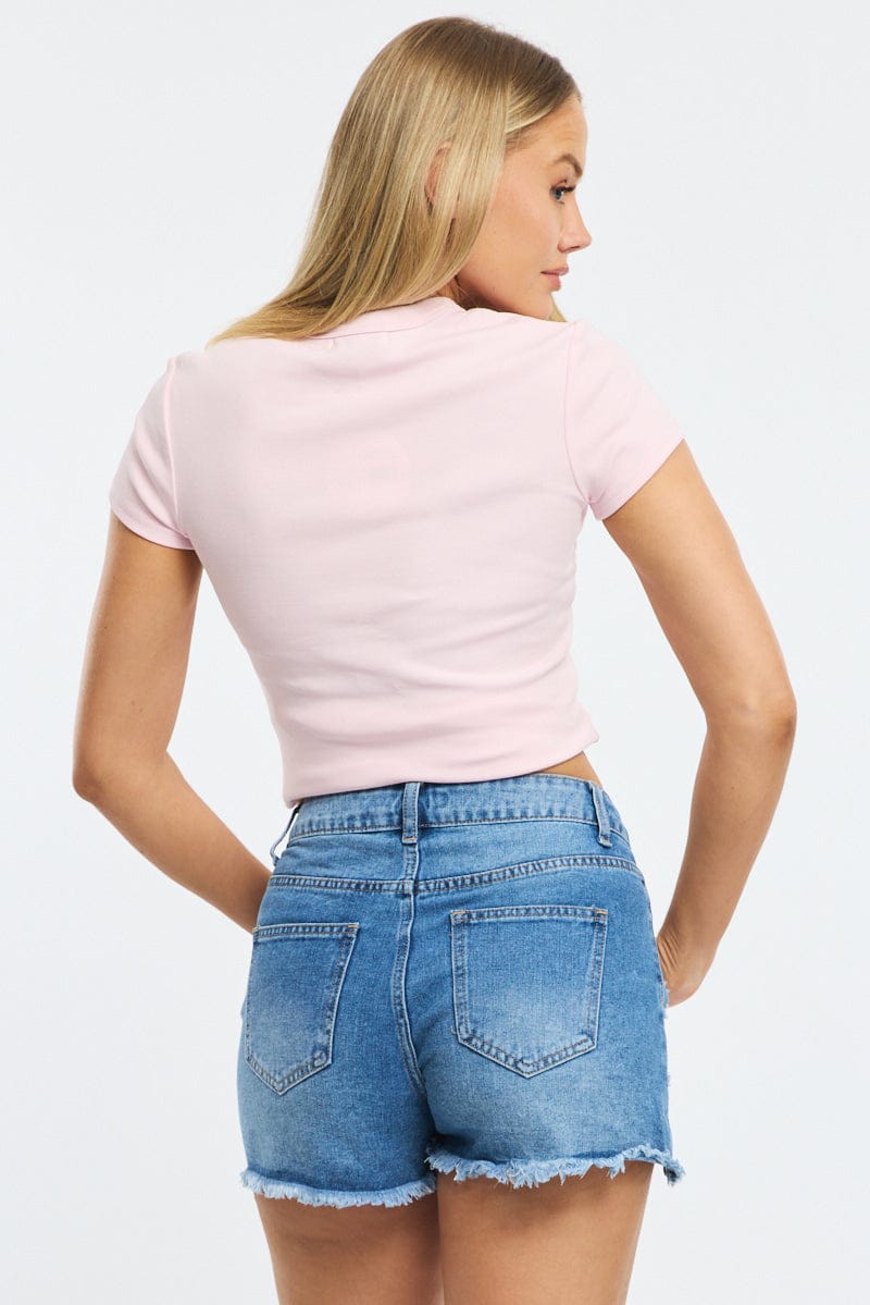 Denim Relaxed Shorts Mid Rise