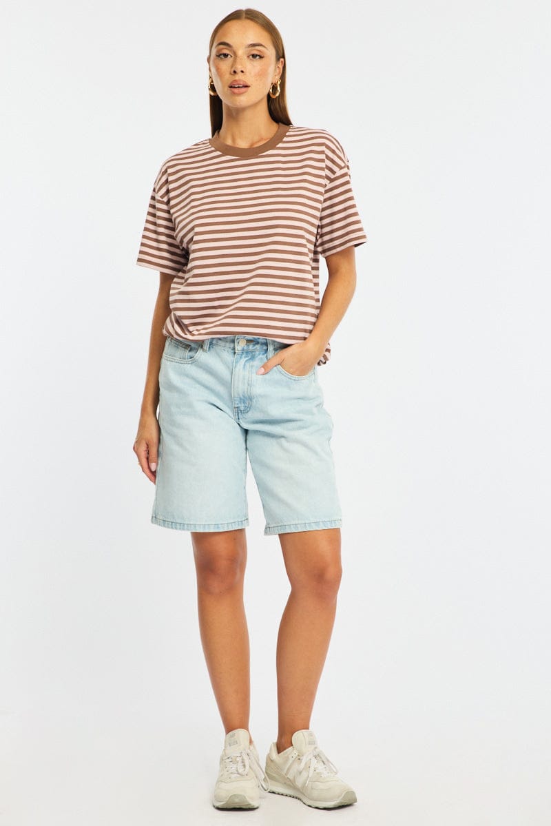 Denim Bermuda Shorts Mid Rise