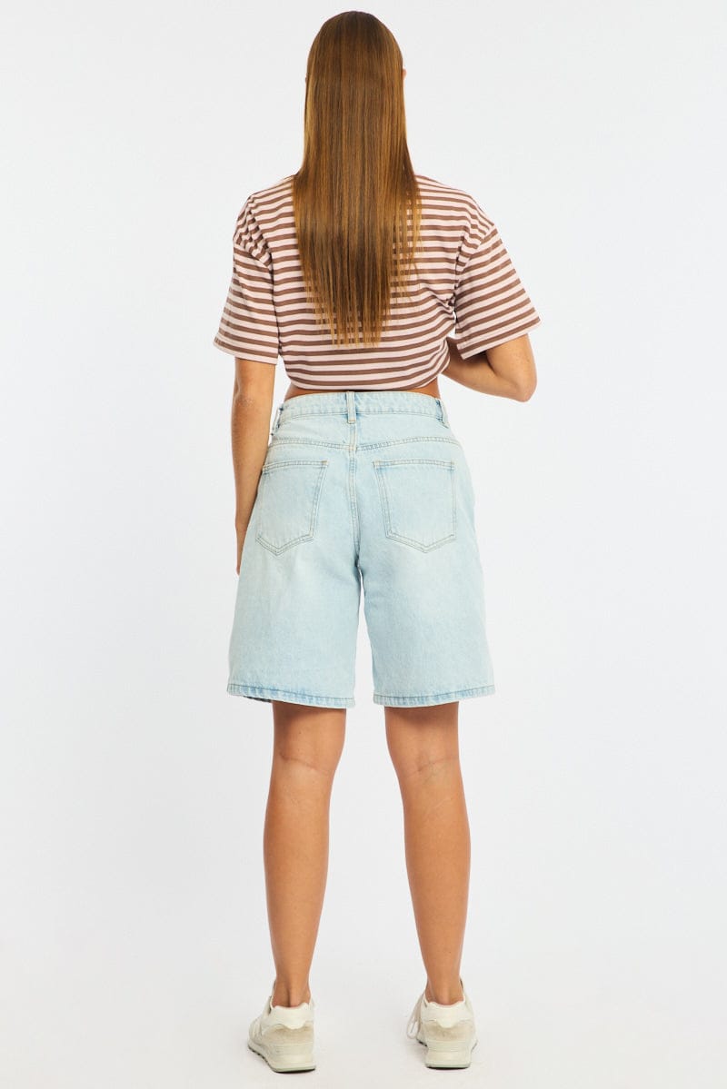 Denim Bermuda Shorts Mid Rise