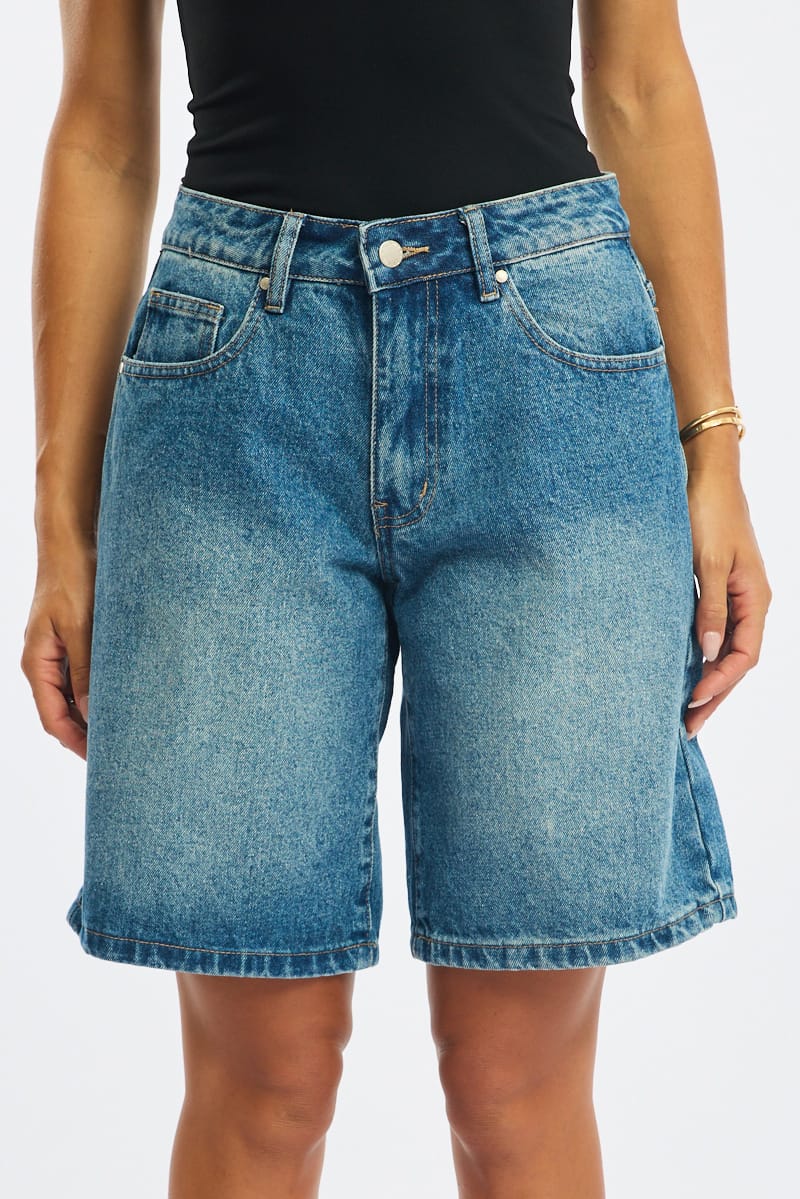 Denim Bermuda Shorts Mid Rise