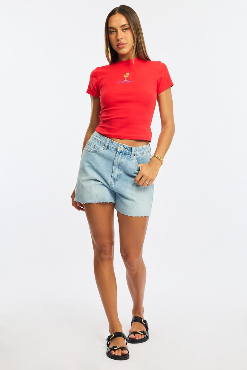 Denim Relaxed Shorts Star Pocket