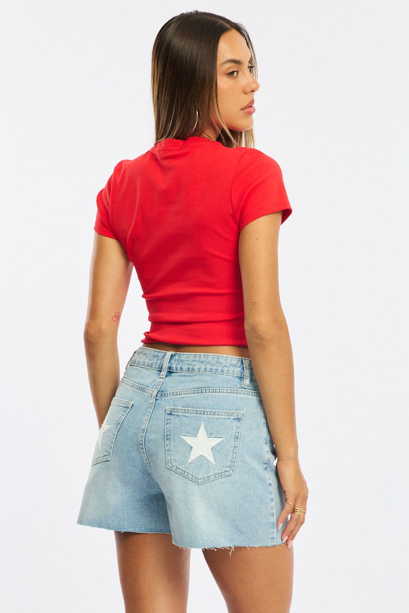 Denim Relaxed Shorts Star Pocket