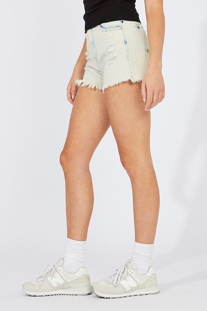 Denim Ripped Shorts Acid Washing