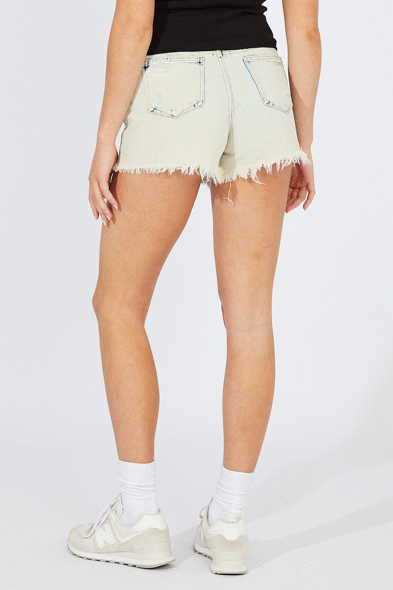 Denim Ripped Shorts Acid Washing