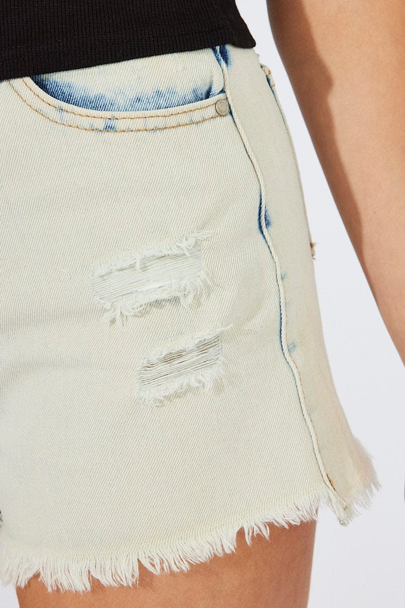 Denim Ripped Shorts Acid Washing