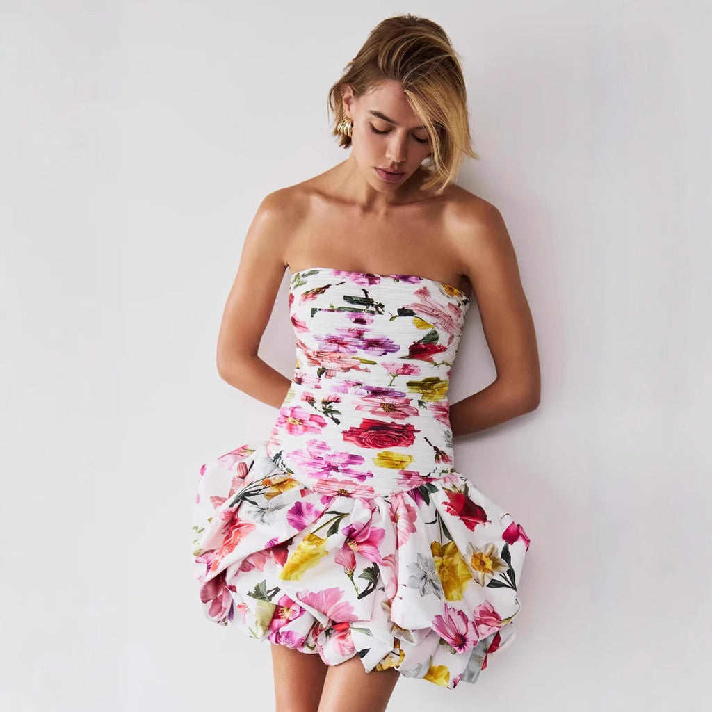 Strapless Pleated Playful Short Mini Dress