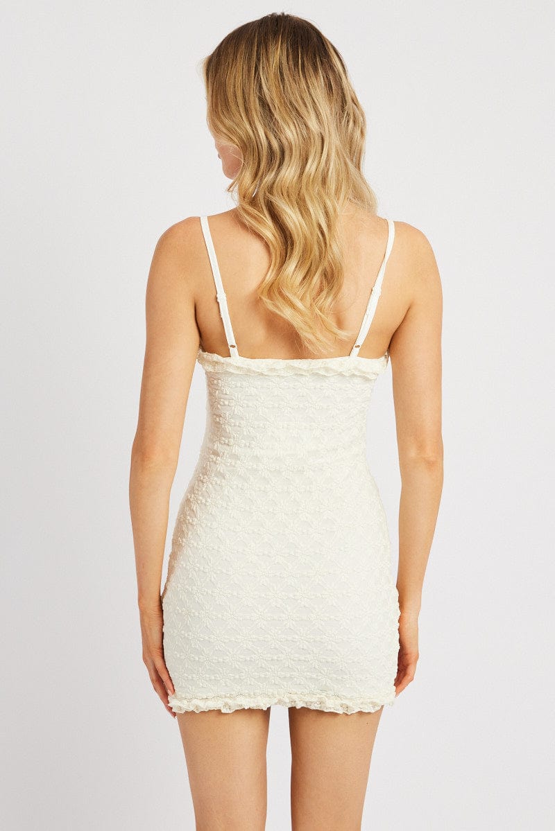 White Bodycon Dress Tank Top Lace Mini