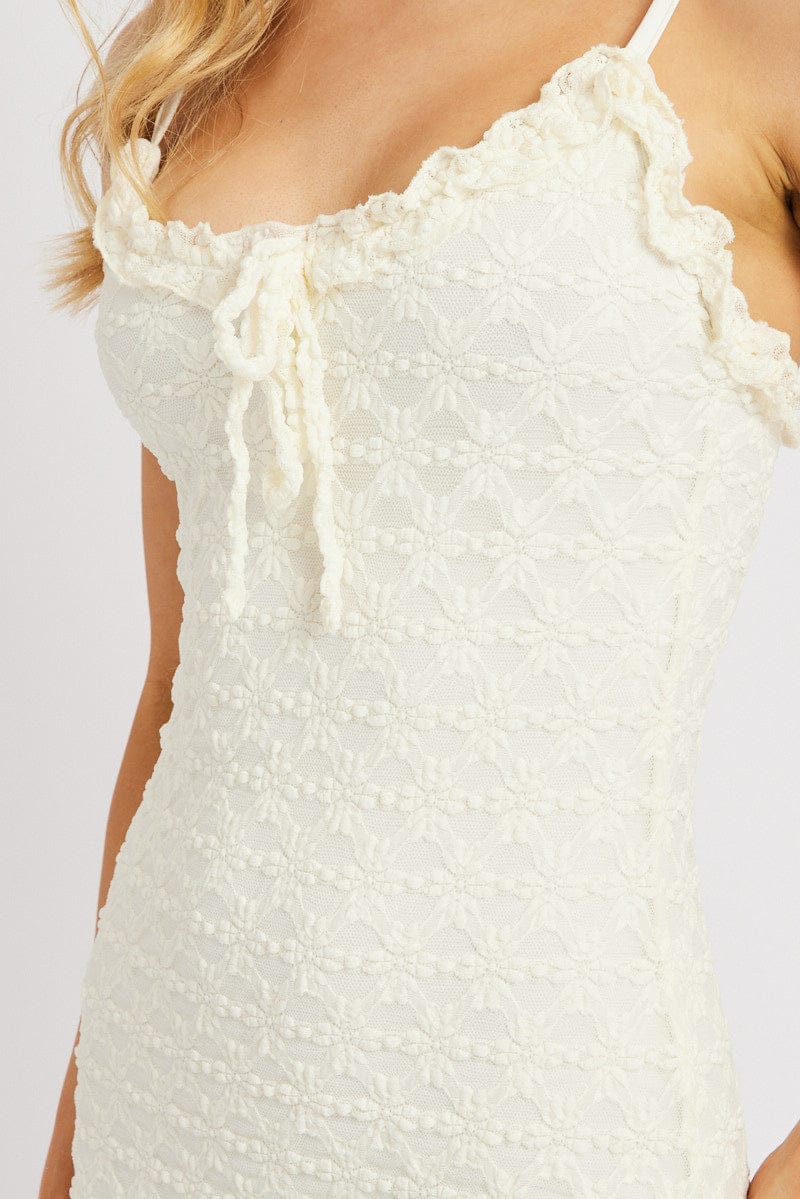 White Bodycon Dress Tank Top Lace Mini
