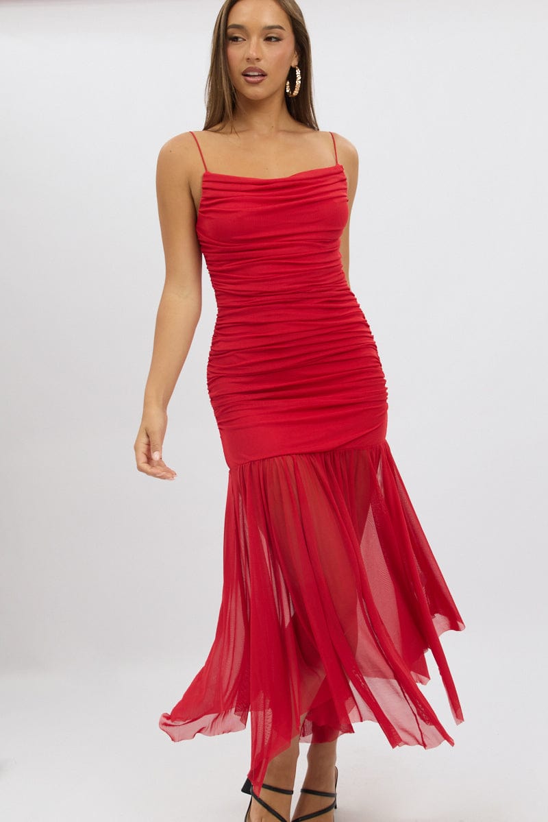 Red Bodycon Dress Tank Top Maxi