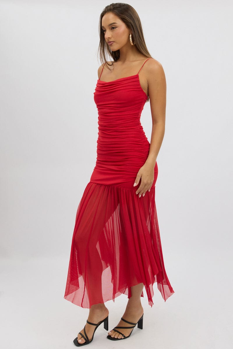 Red Bodycon Dress Tank Top Maxi