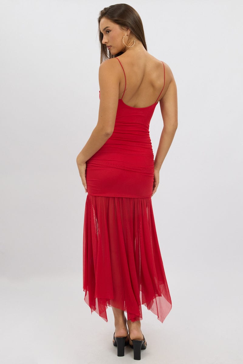 Red Bodycon Dress Tank Top Maxi