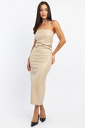 Beige Bodycon Dress Midi