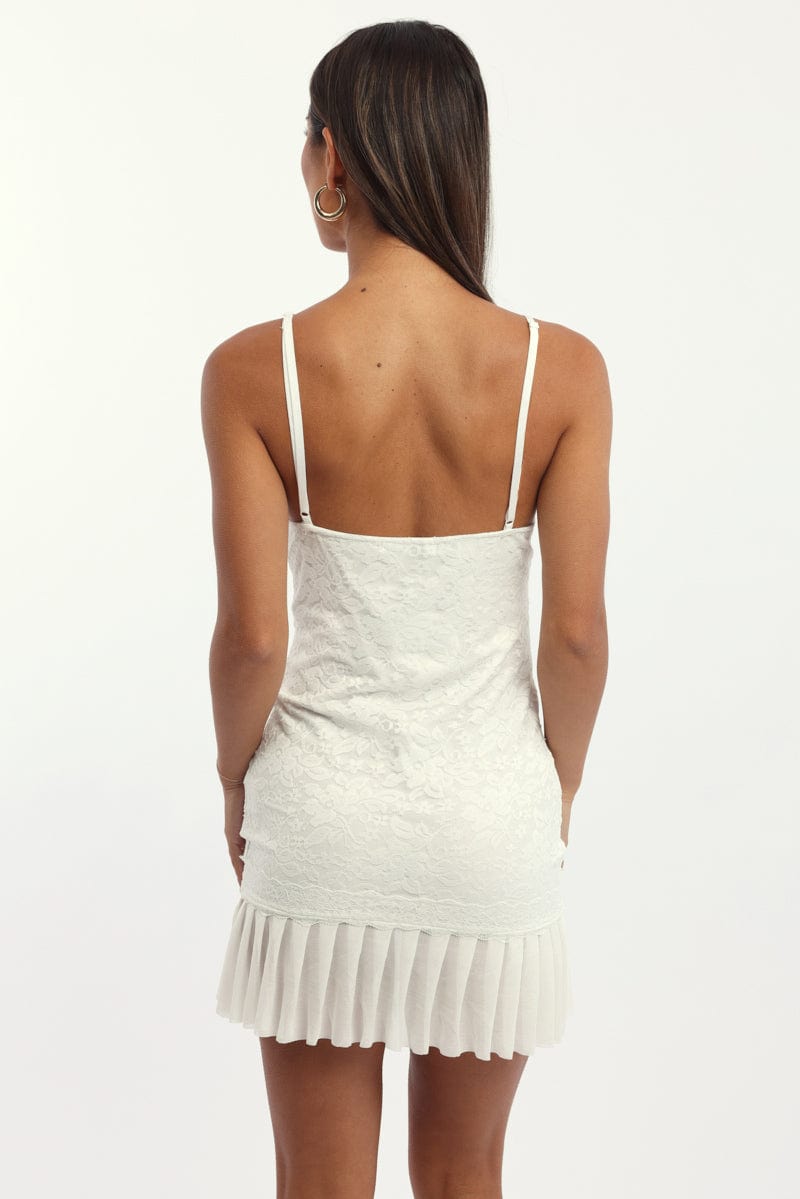 White Bodycon Dress Lace Mini
