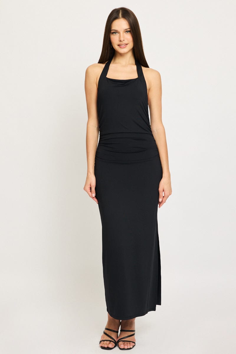 Black Bodycon Dress Halter Neck
