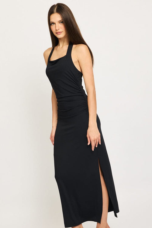 Black Bodycon Dress Halter Neck