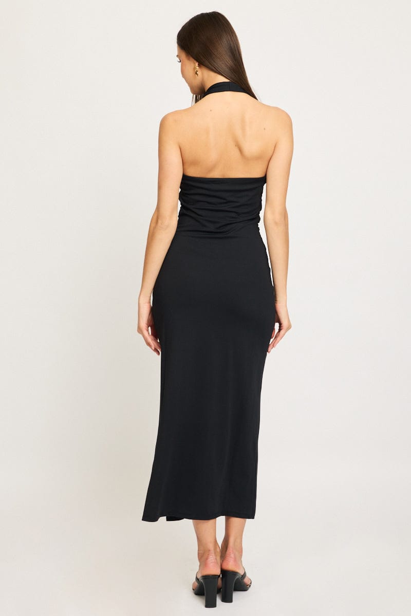 Black Bodycon Dress Halter Neck