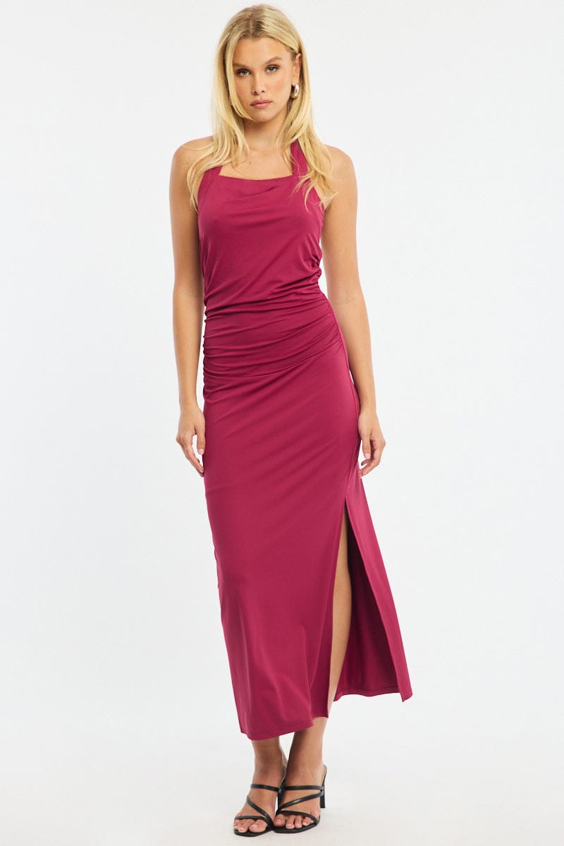 Red Bodycon Dress Halter Neck