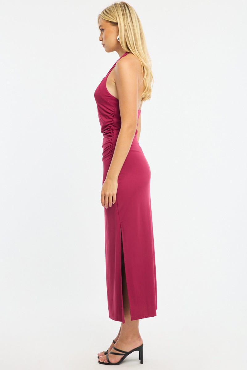 Red Bodycon Dress Halter Neck