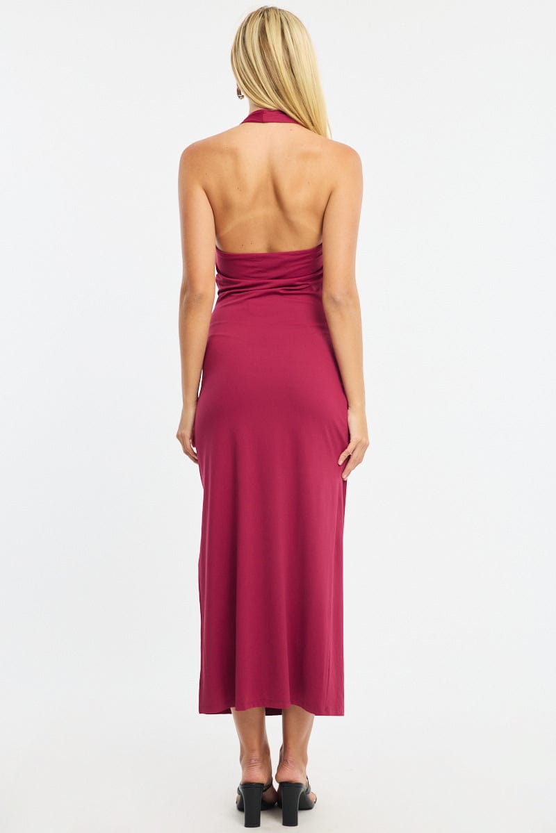 Red Bodycon Dress Halter Neck