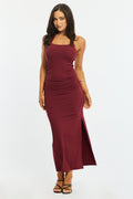 Red Bodycon Dress Halter Neck